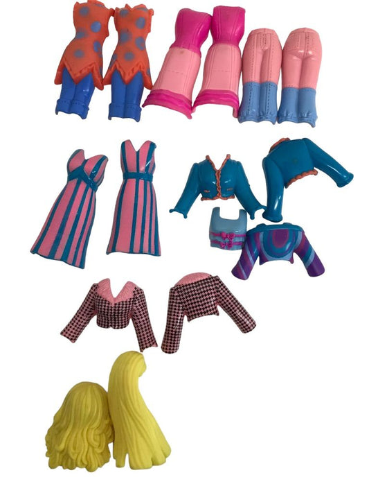 Mattel Lot of 8 Polly Pocket Quick Clip Clothing and Hair Magnetic