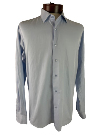 Large Jeordie's Men's Button Up Dress Shirt Blue Oxford Long Slim Fit