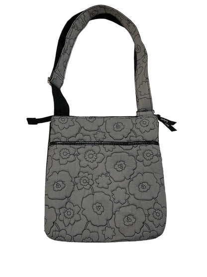 Thirty One Gray Quilted Poppy Floral Crossbody Adjustable Cotton