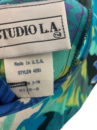 8 Studio L.A. Vintage 80s Jumpsuit Crepe Leg Floral Print Bodice