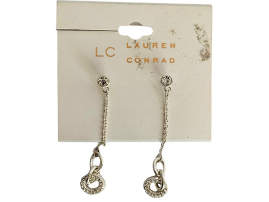 Lauren Conrad New Silvertone Pierced Post Earrings 2 1/8" Drop Dangle