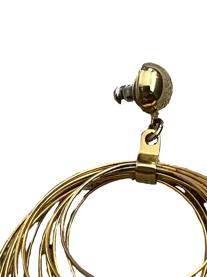 Goldtone Multi Hoop Post Dangle Earrings Vintage 80's