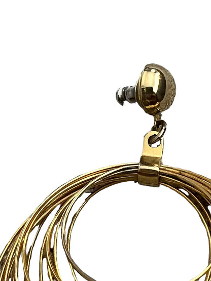 Goldtone Multi Hoop Post Dangle Earrings Vintage 80's