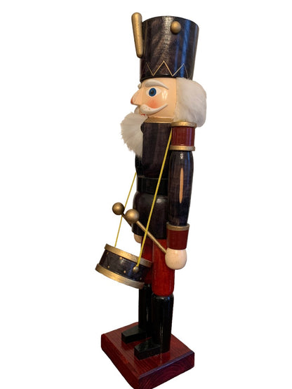 International Bazaar Drummer Nutcracker Blue 20" Hand Painted Wood