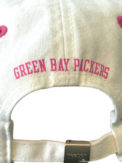 NFL Reebok Green Bay Packers White Pink Ball Cap Hat Cotton Adjustable Heart