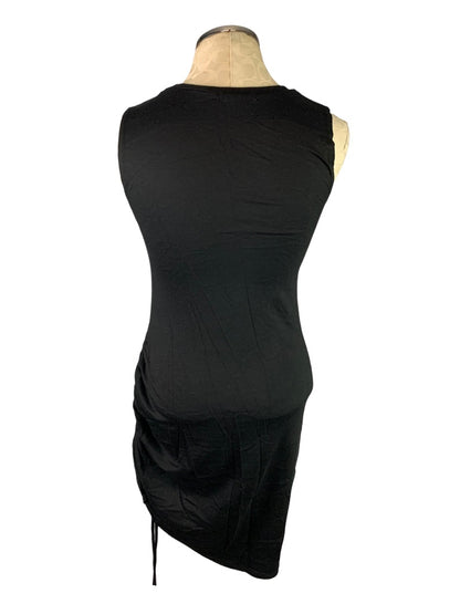 Medium Antistar Black Soft Jersey Knit Dress Sleevelsss Rouched Tie Side