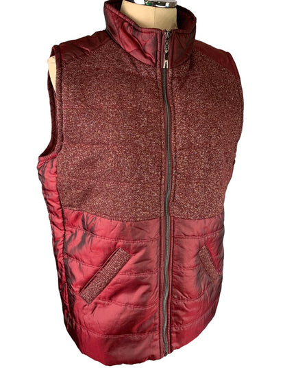 Large Casual Identity Women's Full Zip Burgundy Metallic Lightweight Puffer Vest