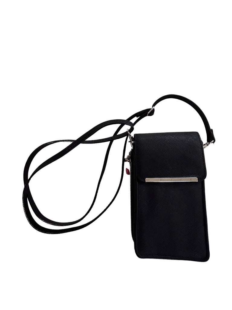 Safe Keeper Black Faux Leather Crossbody Organizer Phone Wallet Travel