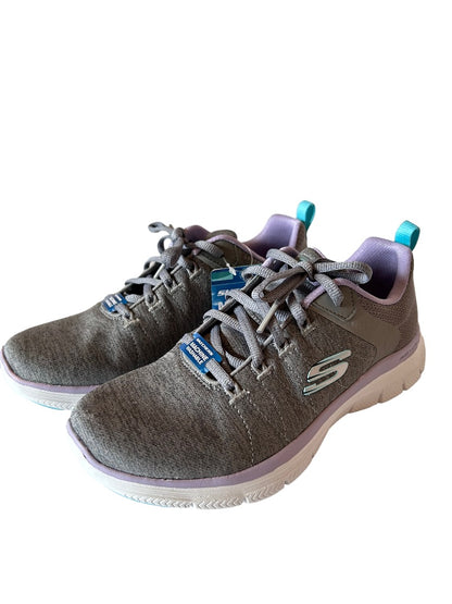 7M Skechers Women's Flex-Lite Gray Purple Sneakers Air-Cooled Memory Foam 149307