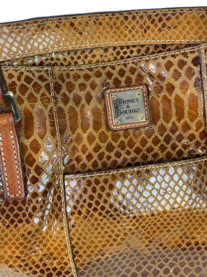 Dooney & Bourke Brown Snakeskin Print Textured Leather Tote Style Handbag