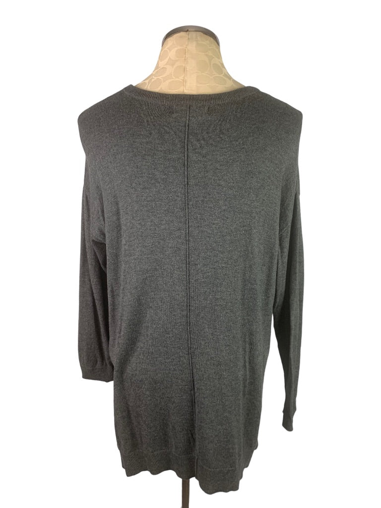 Small DG2 Diane Gilman Women's Gray Tunic Pullover Sweater Pocket