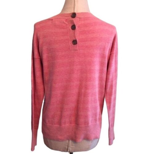 XS Banana Republic Pink Women's Crewneck Pocket Front Sweater Light Pink Stripe