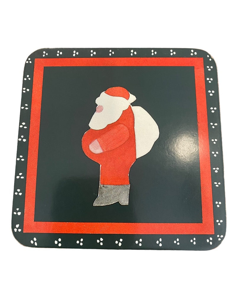 Set of 4 Pimpernel Christmas Coasters Santa Snowman Stocking Pudding