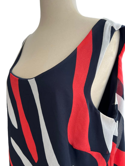 Maya Brooke Sleeveless Blouse Navy Coral White Size 16W