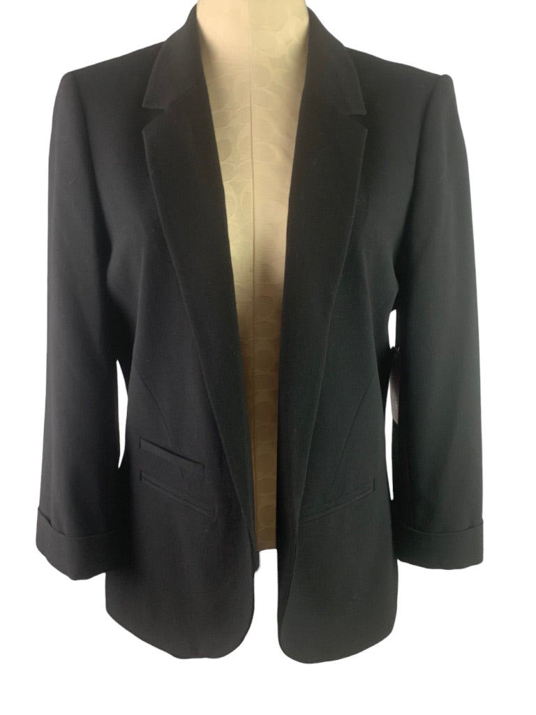14 Isaac Mizrahi New York Women's Prague Black Blazer Open Front New