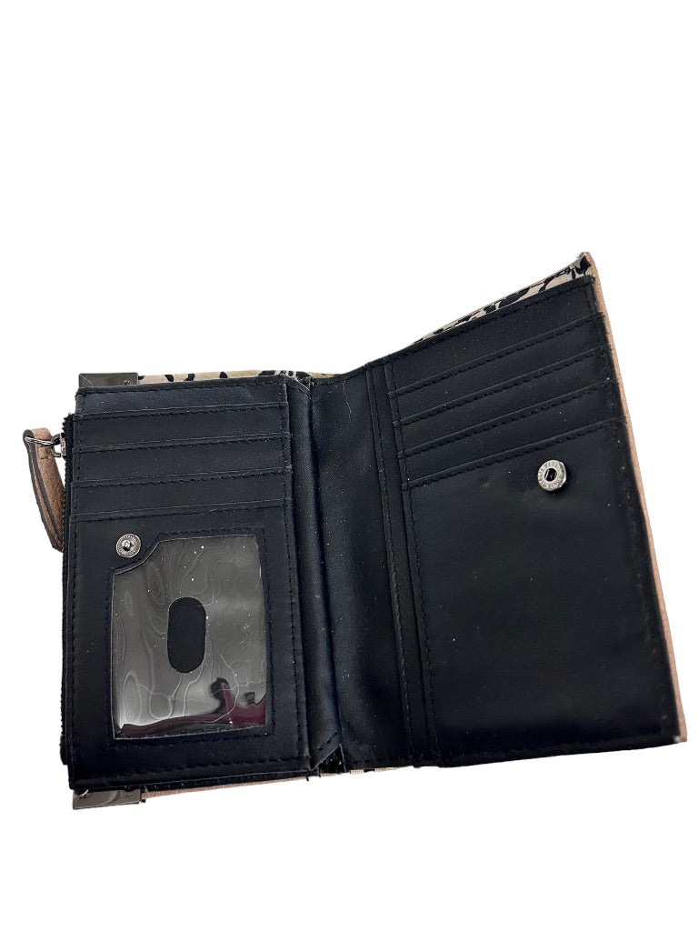 Jessica Simpson Taupe Faux Leather "Frankie Double Gusset Bi Fold" Wallet