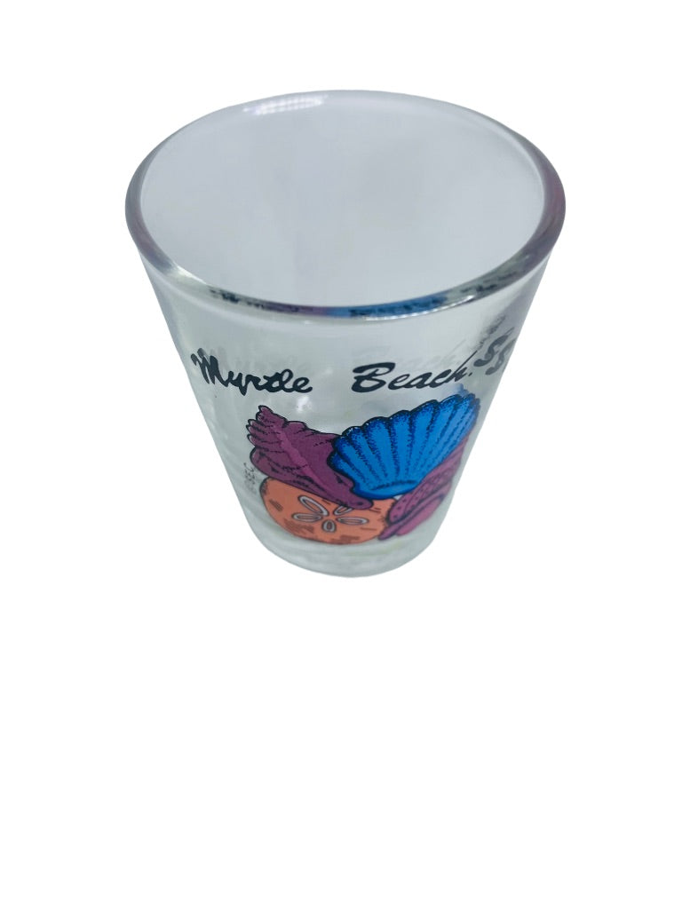 Myrtle Beach South Carolina Souvenir Shot Glass Clear Barware Seashell Shells