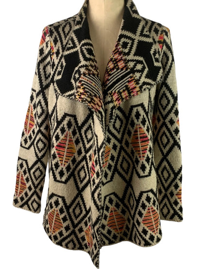 Large slonl Women's Open Cardigan Sweater Aztec Print Lagenlook