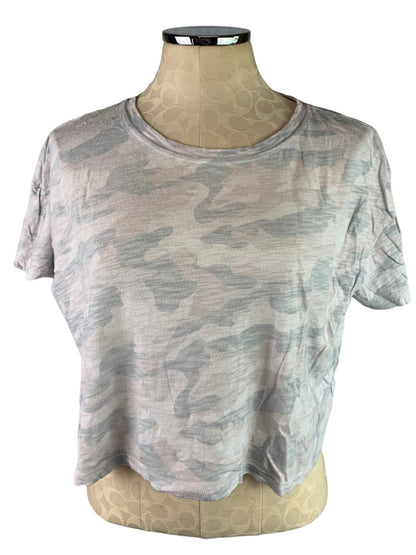 Medium Old Navy Crop Tee Camo Print Gray Women's Tshirt Short Sleeve