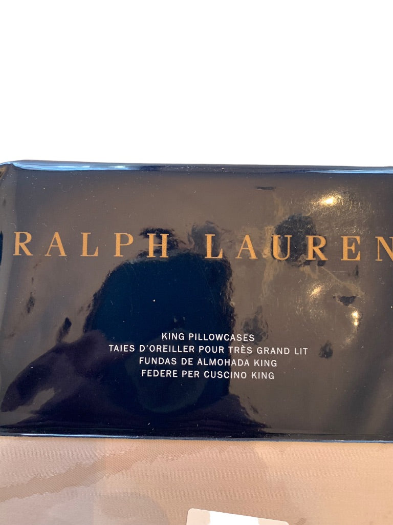 Ralph Lauren Olivia Mirada Cotton KING Pillowcases Vintage Silver New