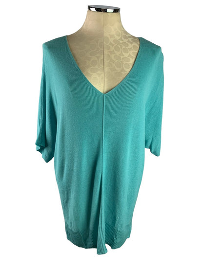 XL Talbots Women's Turquoise Lightweight V-Neck Short Sleeve Sweater