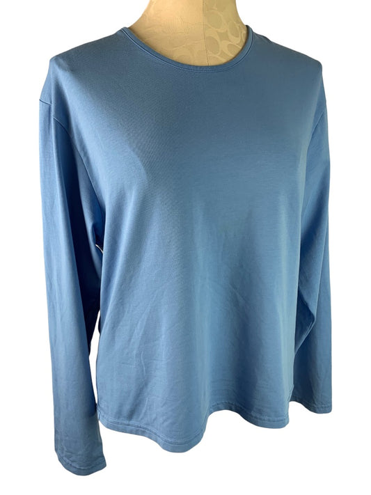 2XL Zorrel Women's Blue Pima Cotton Stretch Long Sleeve Tshirt Fitted