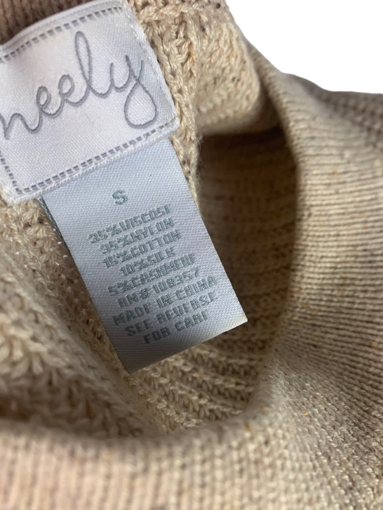 Small Neely Women's Beige Pullover Cashmere Silk Blend Sweater Arm Zipper Detail