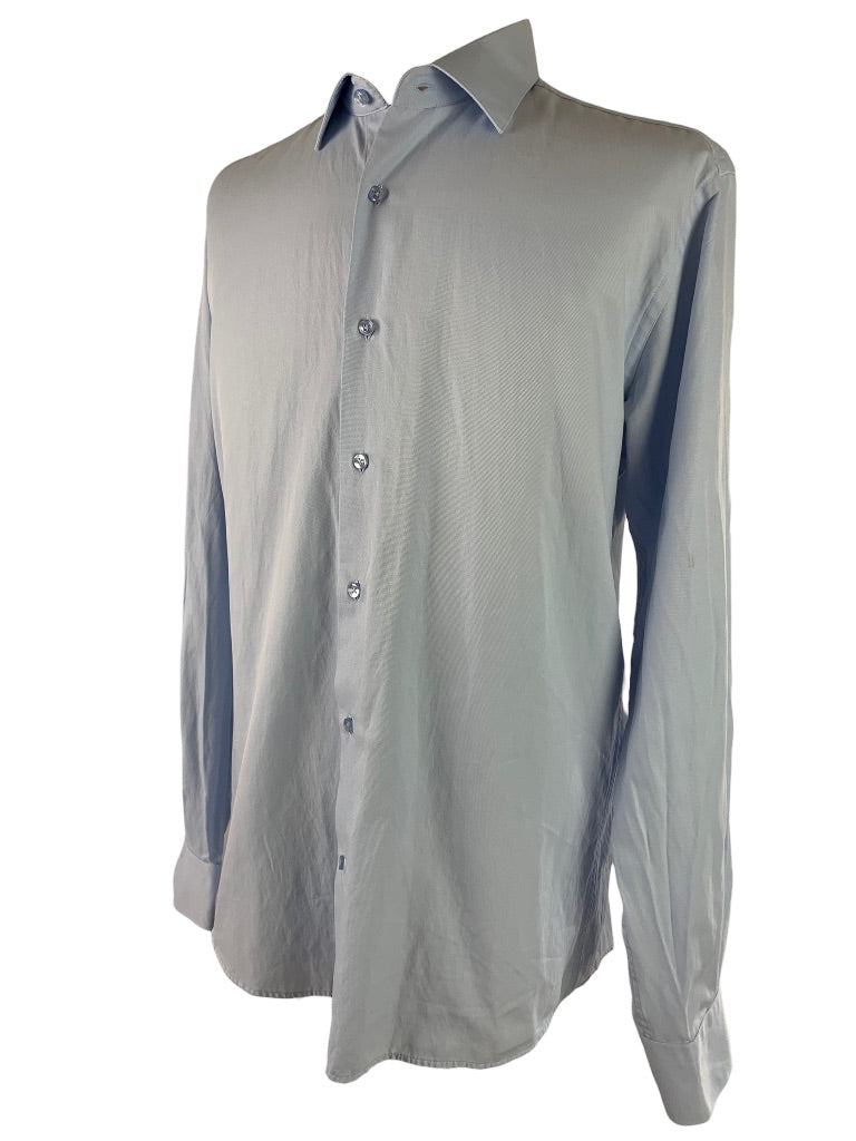 Large Jeordie's Men's Button Up Dress Shirt Blue Oxford Long Slim Fit