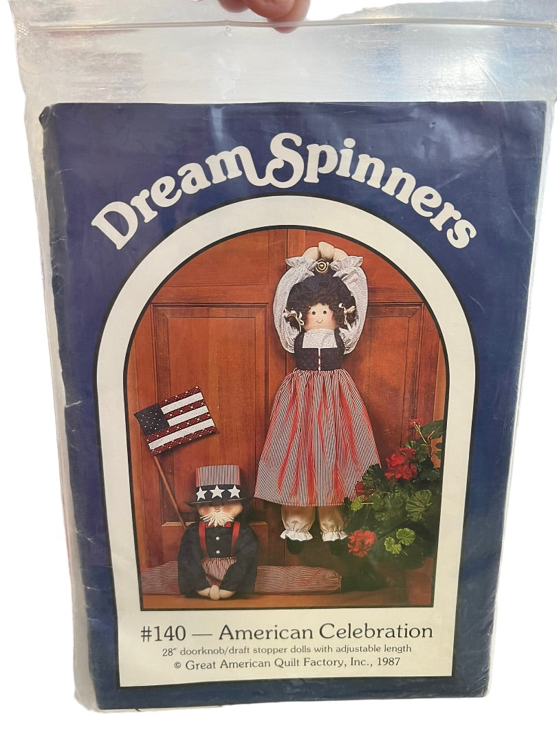 Dream Spinners American Celebration Door Knob Draft Stopper Doll Sewing Pattern Vintage