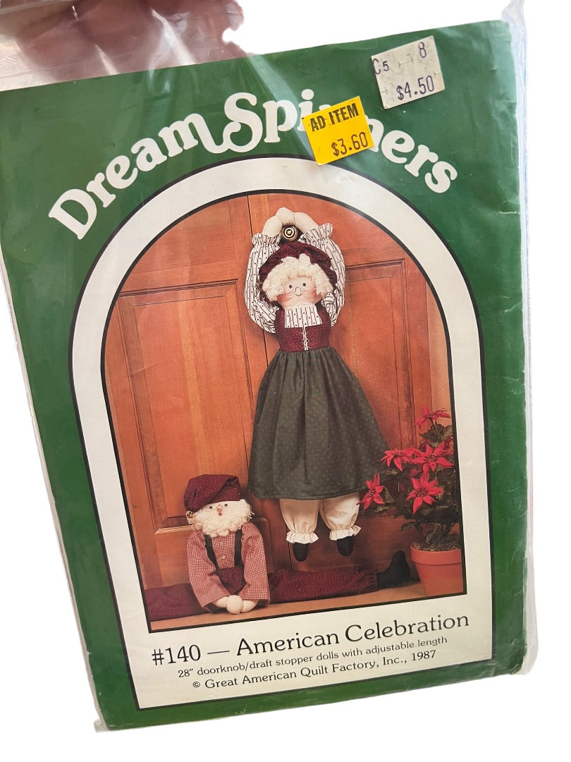 Dream Spinners American Celebration Door Knob Draft Stopper Doll Sewing Pattern Vintage