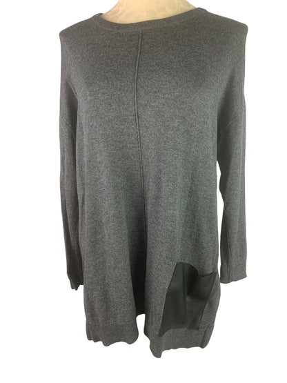 Small DG2 Diane Gilman Women's Gray Tunic Pullover Sweater Pocket