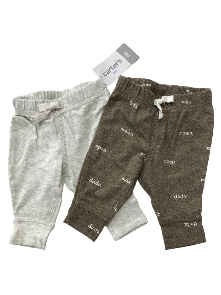 Newborn Carter's 2 Pieces Pants Joggers Pull On "dada" Gray