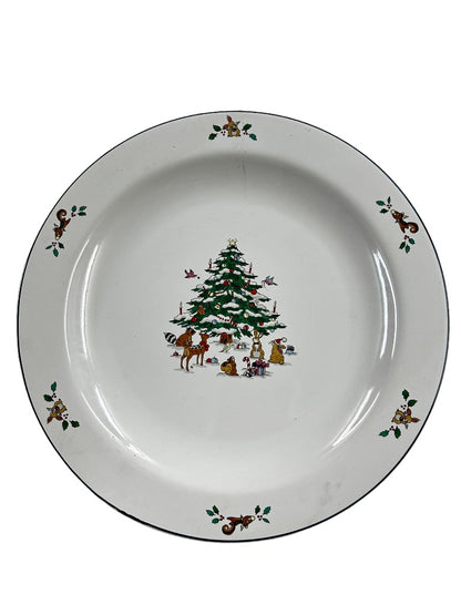 Ming Pao Woodland Christmas 12" Chop Plate Serving White Holiday Animals