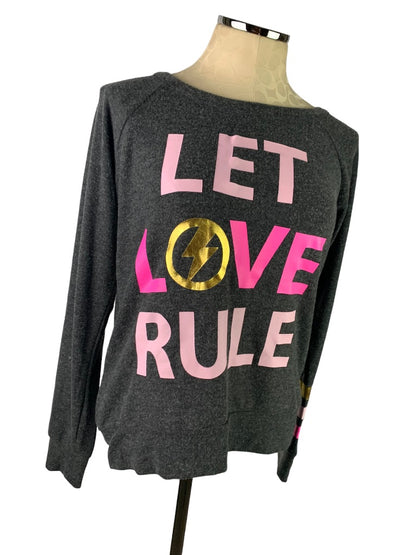 Small Chaser Pullover Sweatshirt Women's "Let Love Rule" Black Pink