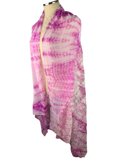 One Size Curations Shawl Lace and Tie Dye Purple Pink New