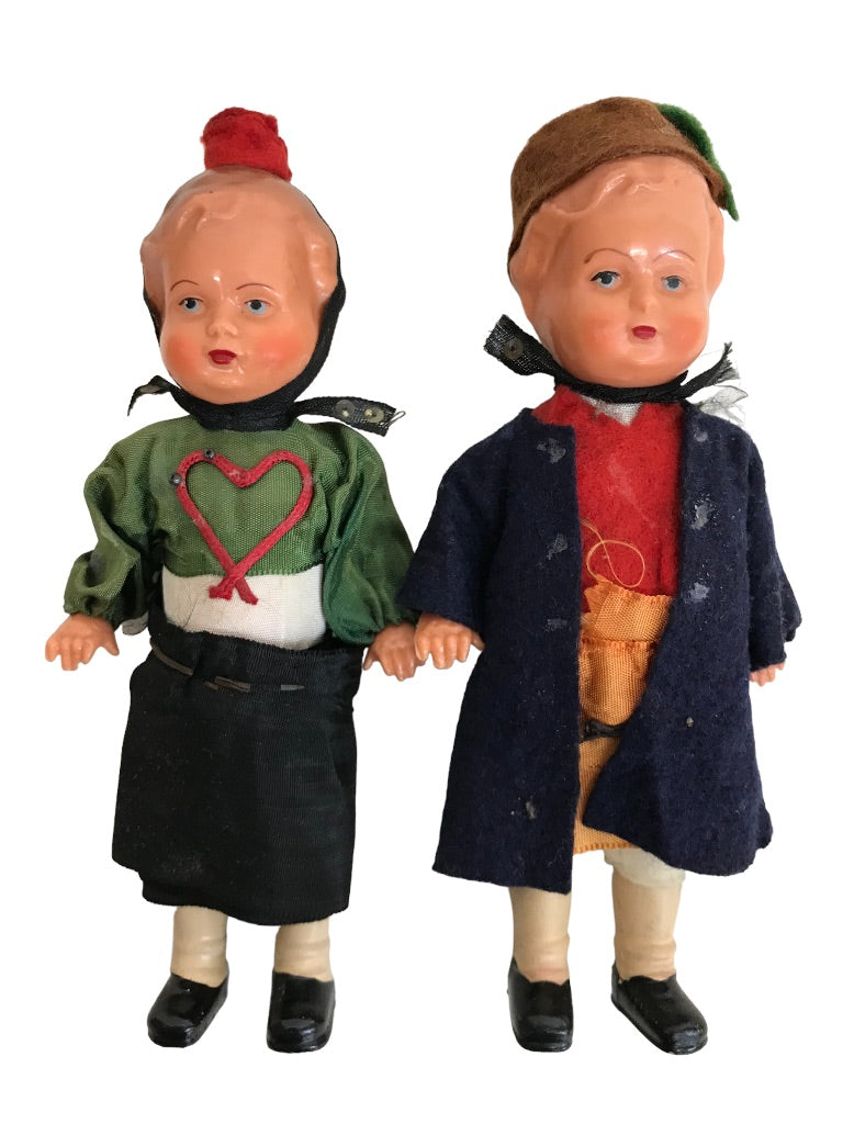 Erich Dittman Edi Germany Set of 2 Celluloid Dolls 7" Girl Boy Vintage 1950s