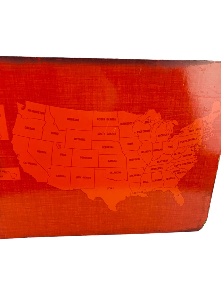 Midcentury Clipboard Orange Red Map of United States 9" x 12"