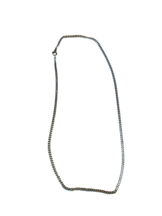 Silvertone 18" Curb Chain Necklace Lobster Clasp Plain