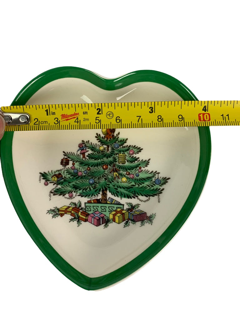 Spode Heart Shaped Christas Tree Trinket Dish England 4"