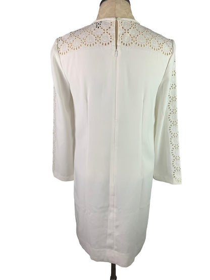 6 J.Crew Laser-cut Eyelet Dress in 365 Crepe White Dress Long Sleeve AK222