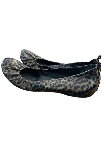 10 J Crew Patent Leather Animal Print Ballet Flats with added heel lift