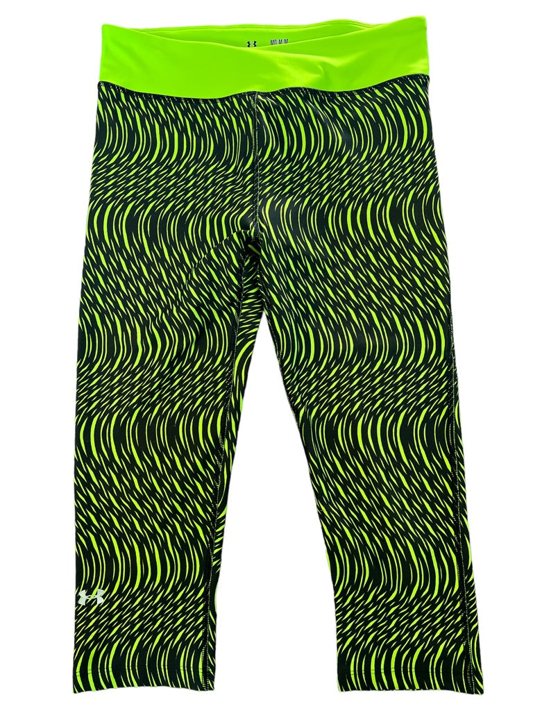 Medium Under Armour Neon and Black Capri Heat Gear Leggings