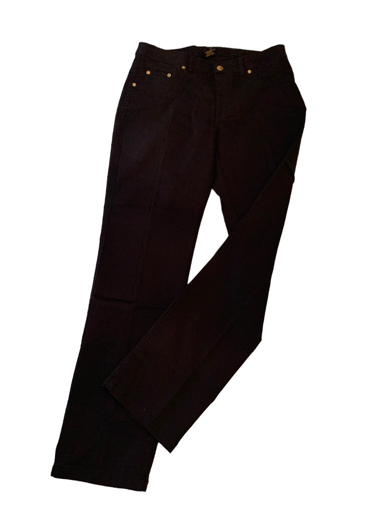 Medium Iman Global Chic Women's New Black Jeans with Gold Skinny Belt