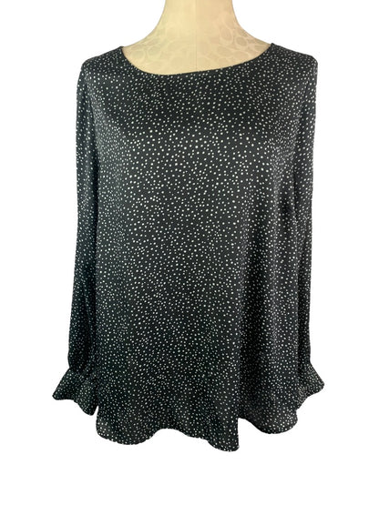 22 Lane Bryant Black White Dot Popover Cold Shoulder Blouse Women's Plus Size