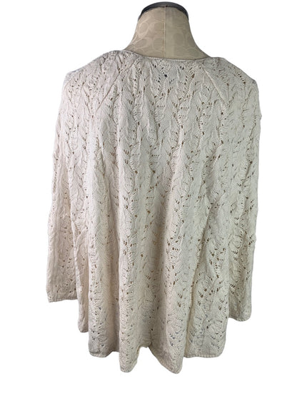 Large Eureka by Christos Garkinos Women's Ivory Loose Knit Button Up Cape Cardigan