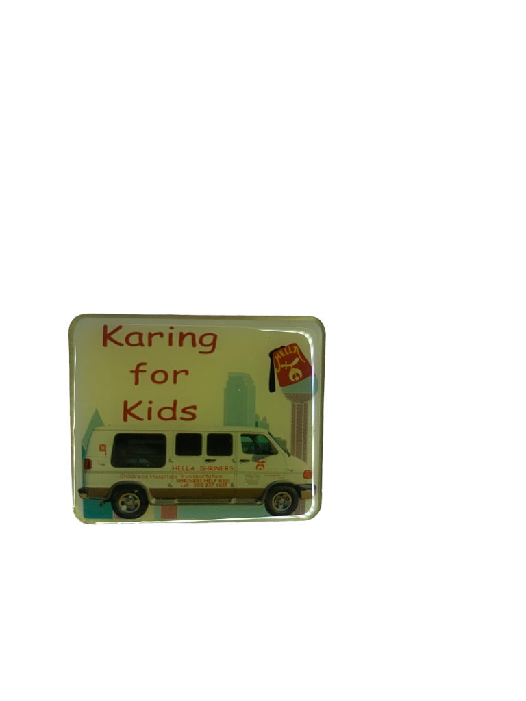 Vintage Lapel Pin "Karing for Kids" 1" Resin "Hella Shriners"