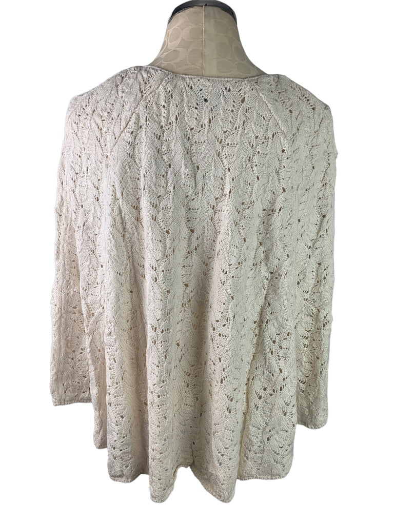 Large Eureka by Christos Garkinos Women's Ivory Loose Knit Button Up Cape Cardigan