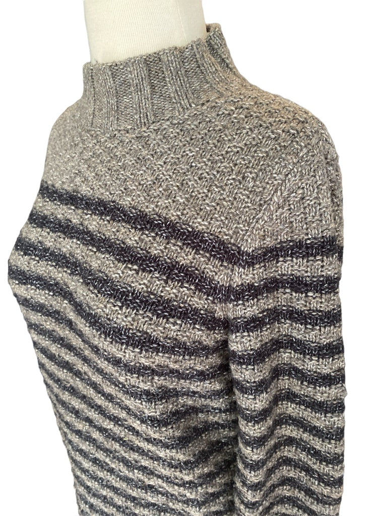 Abercrombie Striped Sweater Sweater Gray Navy Turtle Neck