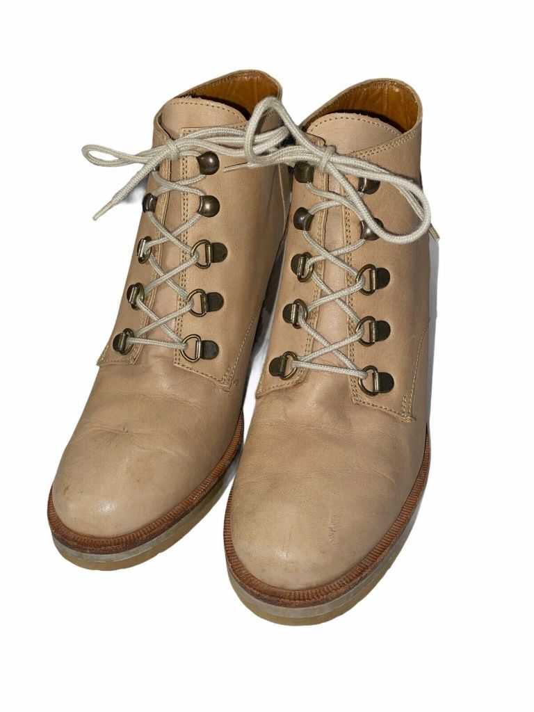 Rachel Comey Women’s Brown Leather Block Heel Lace Up Boots Casual Sz 7