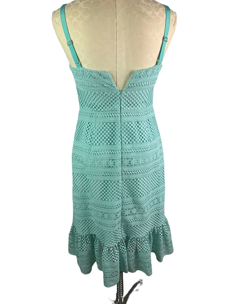 4 J.Crew Women's Mint Green Dress Geometric Lace Midi Dress Style#AP232